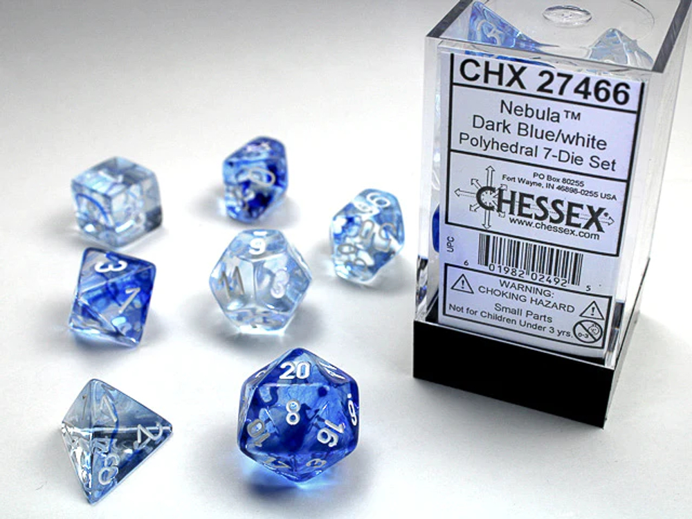 Chessex 7-dice set Nebula Dark Blue / White