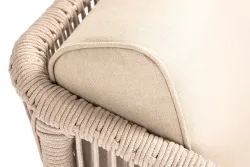 "Канны" кресло плетеное из роупа, основание дуб, роуп бежевый круглый, ткань бежевая 15052