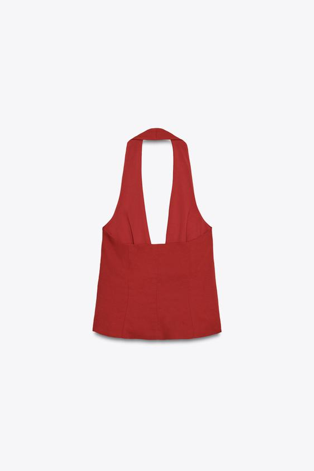 ZARA ЖИЛЕТ-ХАЛТЕР С УЗЛОМ, ЧЕРЕПИЧНЫЙ