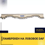 Ламбрекен DAF (экокожа, бежевый, синие кисточки) 230см