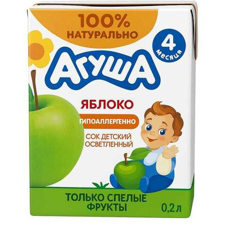 Сок детский осветленный Агуша яблоко 200 мл