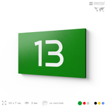 Табличка с номером 13 на дверь квартиры, для офиса, кабинета, аудитории, склада, зеленая 120х70 мм, Айдентика Технолоджи