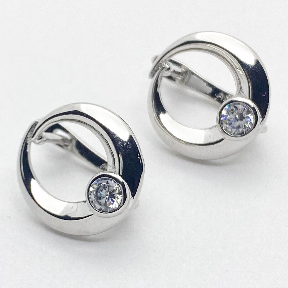 Ювелирные швензы с родиевым покрытием, размер 15*15 мм, цена за пару