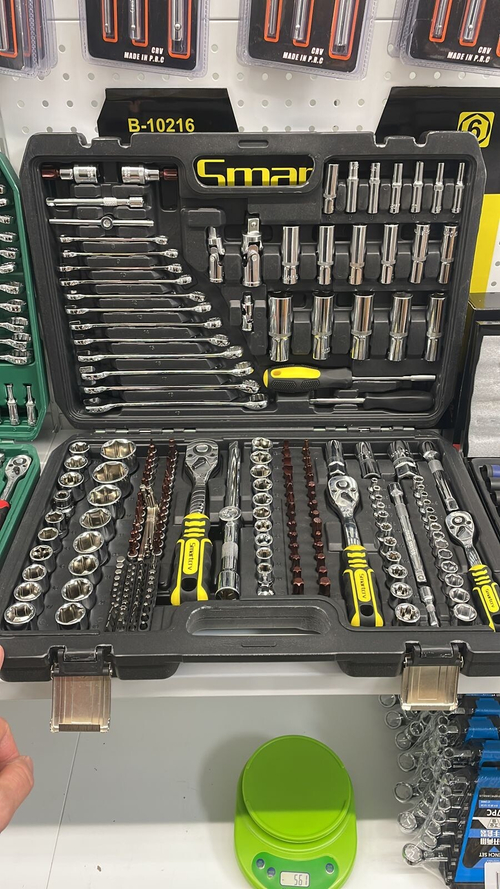 Набор (216 предметов) инструментов для авто SMARTCRV, 1/4 3/8 1/2, трещотка 72 зуба B-10216