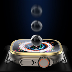 Закаленное стекло с рамками золотистого цвета от Dux Ducis для смарт часов Apple Watch Ultra 49mm, серия Flas Screen Protector Black