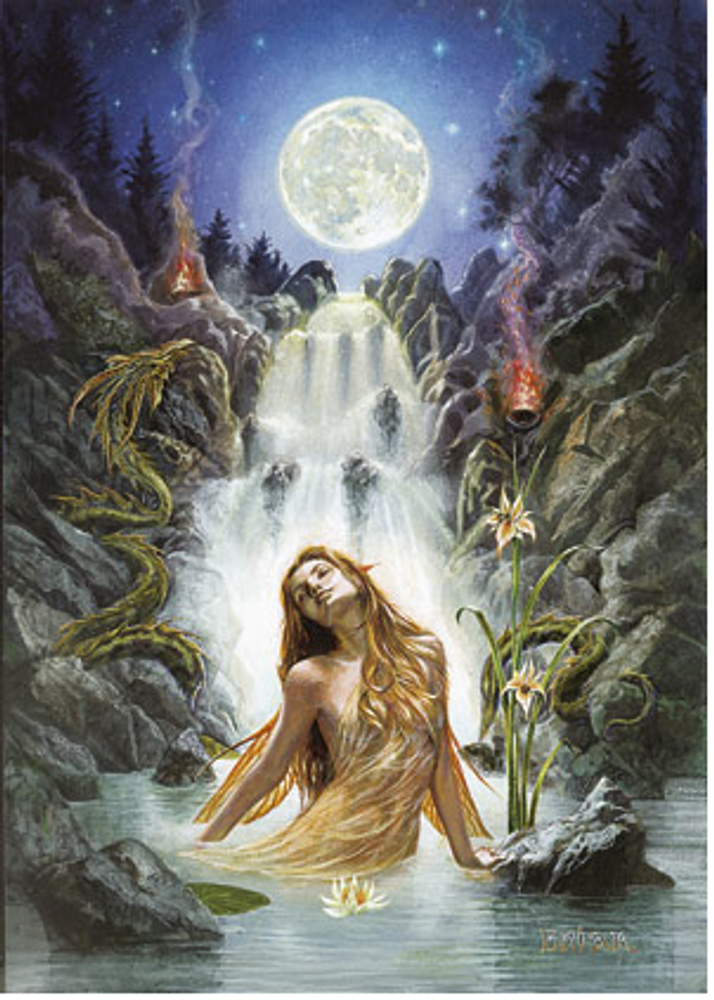 Открытка Богиня Луны в водопаде ( moon falls )