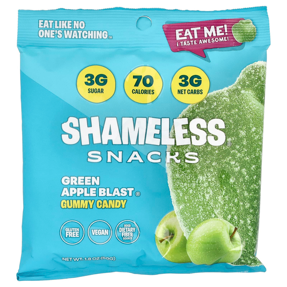 Shameless Snacks, Gummy Candy, Green Apple Blast®, 6 пакетиков по 50 г (1,8 унции)