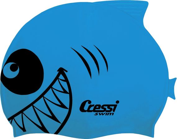 Шапочка для плавания детская Cressi Silicone Kids Cap Shark голубая