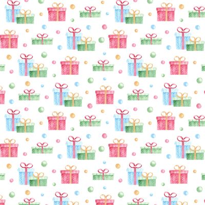 Акварельный узор Подарки