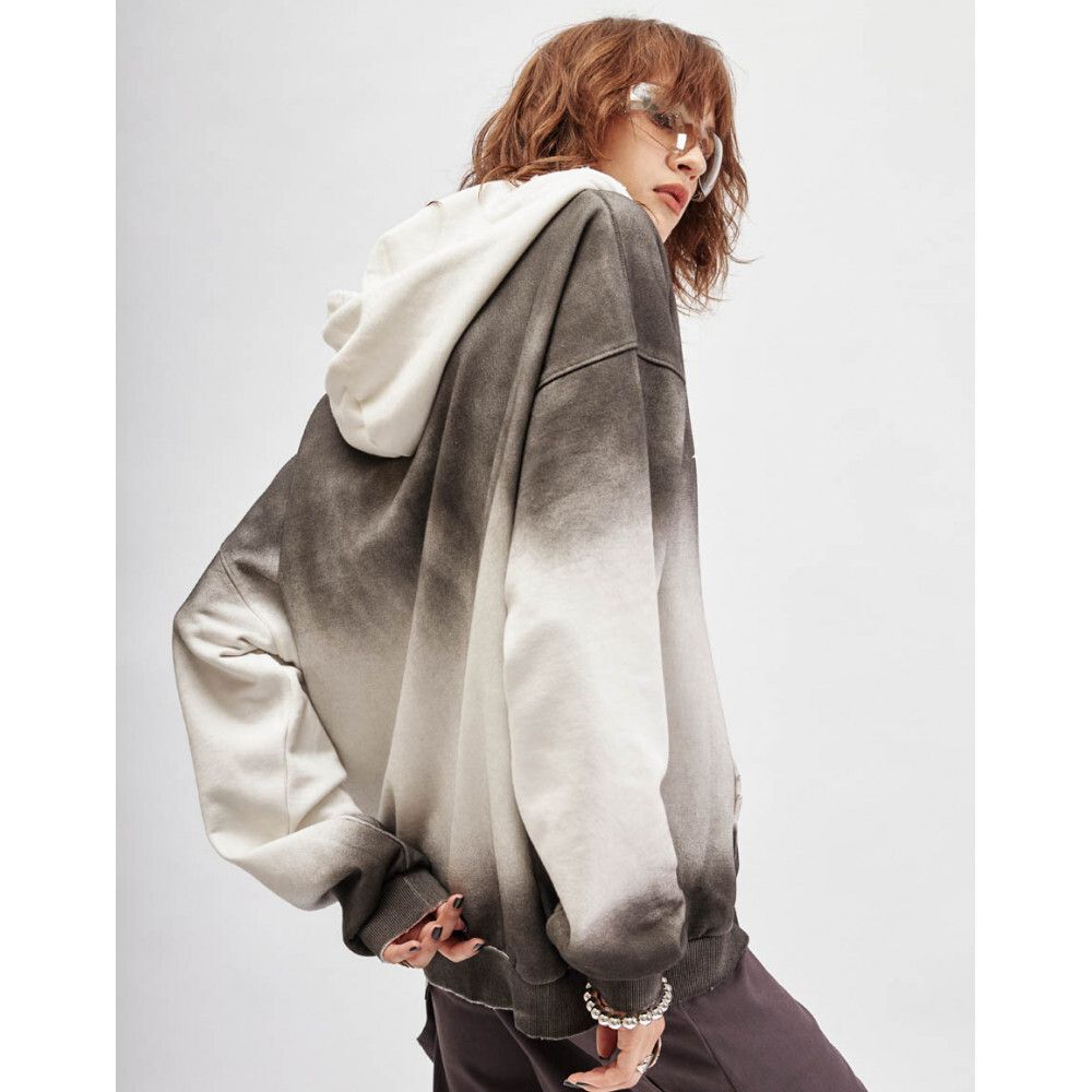 Худи SoWhat? Zip OPM тай-дай белый / серый