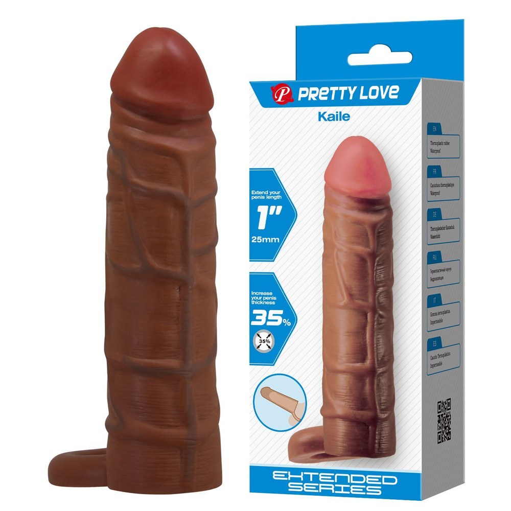 Коричневая насадка-удлинитель Kaile - 15 см. (Цвет: коричневый)