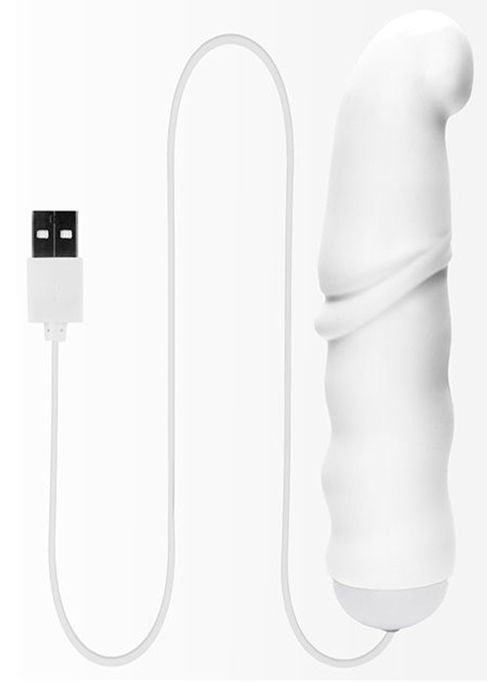 Белый вибромассажёр с питанием от USB LET US-B VIBRATOR WHITE - 17 см. (Цвет: белый)