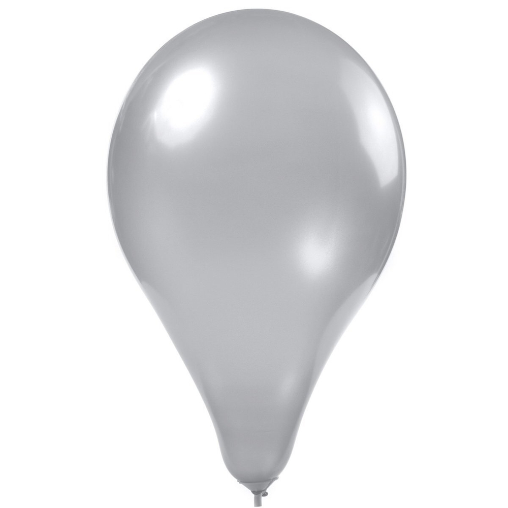 Шар воздушный металлик Alingar, №10, серебряный, 100шт/уп, пакет с европодвесом