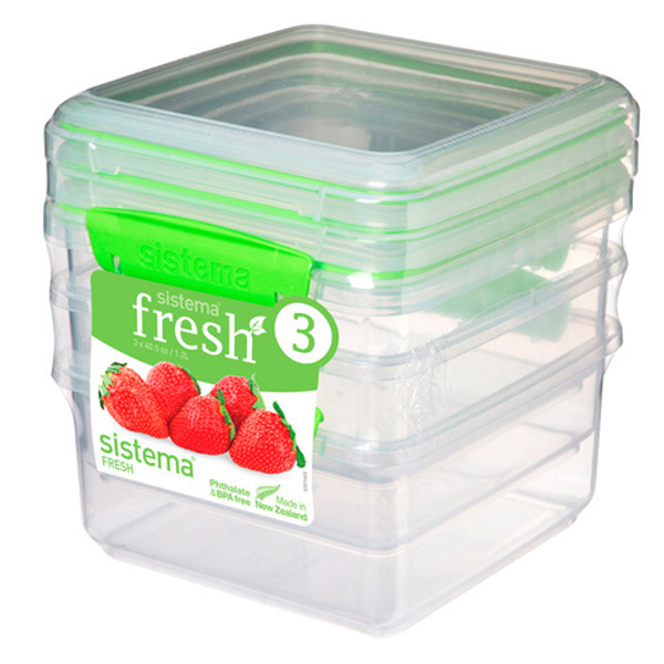 Набор контейнеров 3шт 1.2л Sistema Fresh зеленый