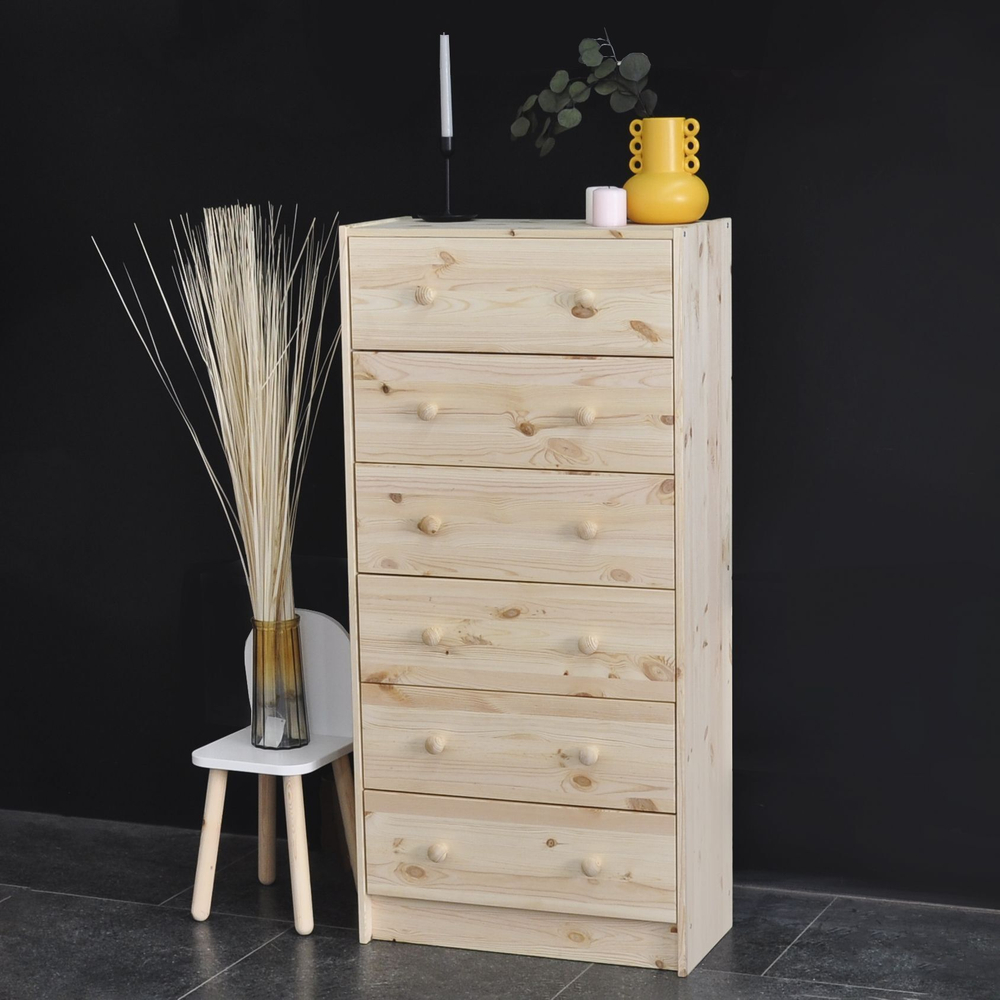 Высокий деревянный комод Раст с ящиками, из массива дерева