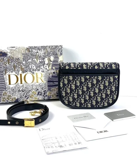 Сумка Dior Bobby синий жаккард Oblique