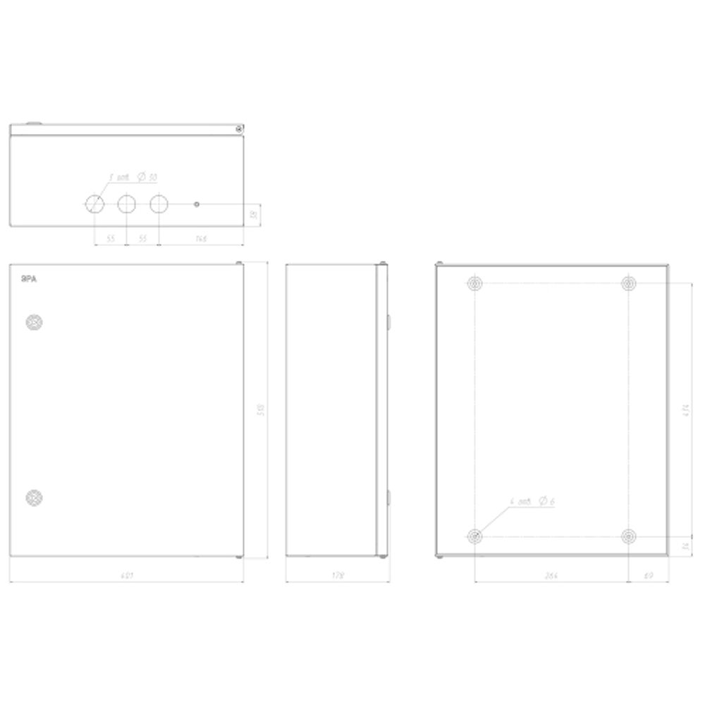 Корпус металлический ЭРА SIMPLE ЩМПг-06 (500x400x175) IP54 У2 серый | Корпуса металлические с монтажной панелью