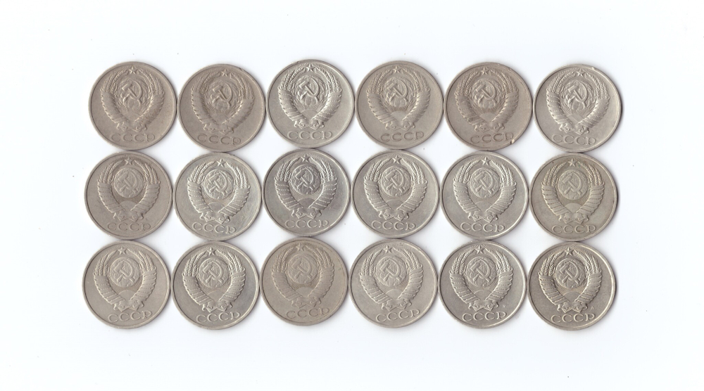 Набор 50 копеек СССР (18 монет):1964,66,68,69,74,77-87,91г (м),91г (л) VF-XF