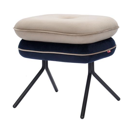 Пуф pea, велюр, бежевый/темно-синий