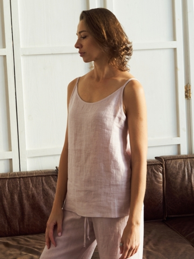 Льняной топ Люси светло-розового цвета