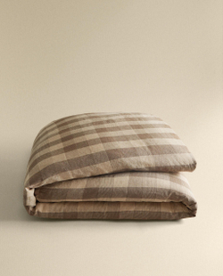 Пододеяльник Zara Home, лён 100%, в клетку, 6195/088