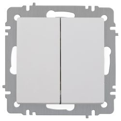 Выключатель Intro Accent 6-104-01 двойной, 10А-250В, IP20, СУ, AL/CU, белый