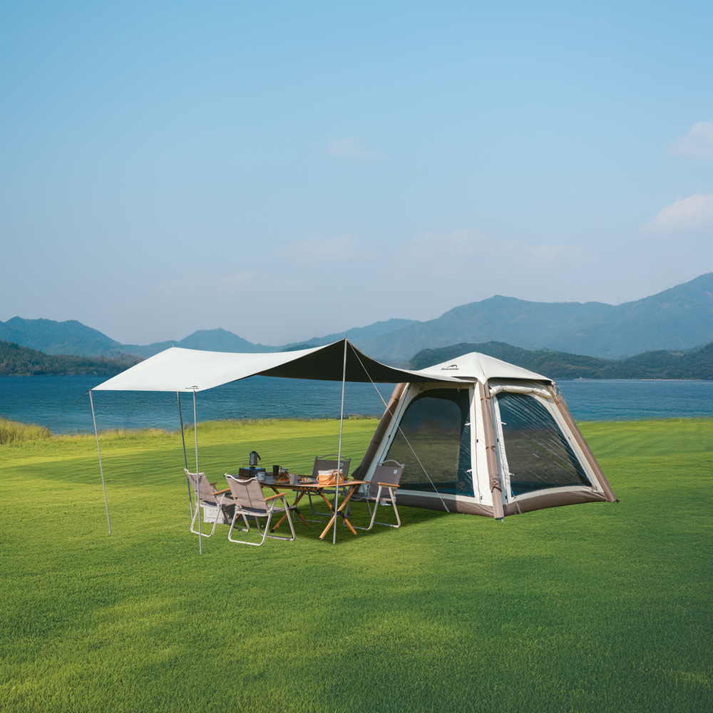 Палатка Naturehike Ango Air Pro, 4-местная, быстросборная, надувной каркас, серая, артикул CNK2550WS017-4G