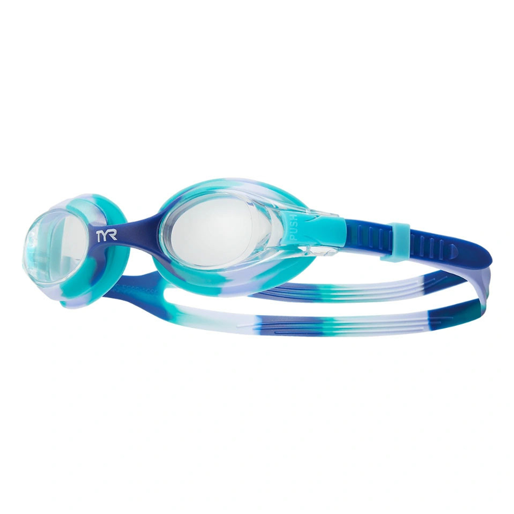 Очки для плав. дет. TYR Swimple Tie Dye Kids, LGSWTD-509, ПРОЗРАЧНЫЕ линзы, мультиколор опр.