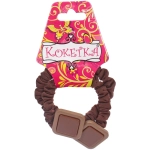 Резинки для волос 2шт «ФАНТЕЭГРО», квадраты, цвет черный, молочный и коричневый, d-5.5см (Кокетка)