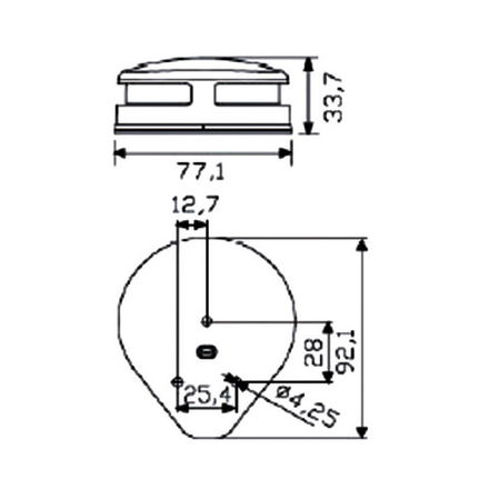 Огонь комбинированный светодиодный 34х77х92 мм, хром. корпус