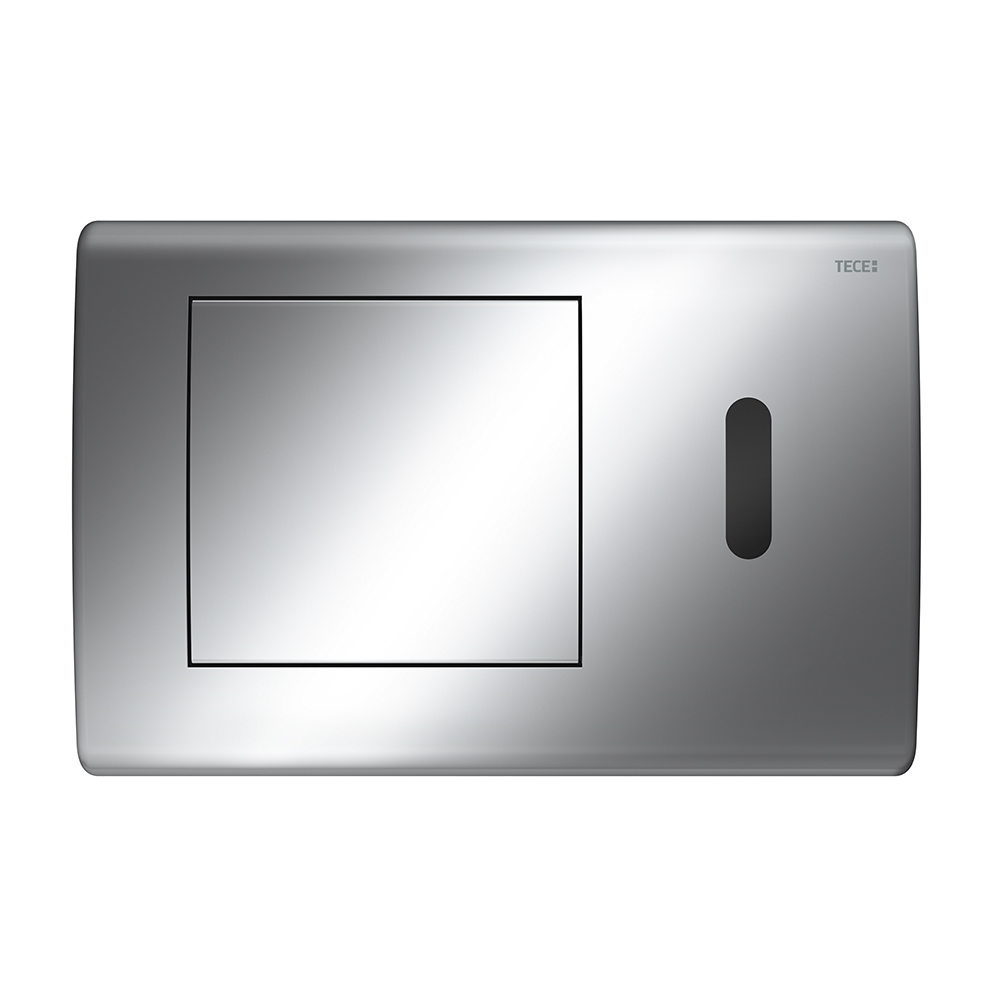 Металлическая панель смыва для унитаза TECEplanus с ИК-сенсором, питание от сети 12 В, (хром глянцевый)