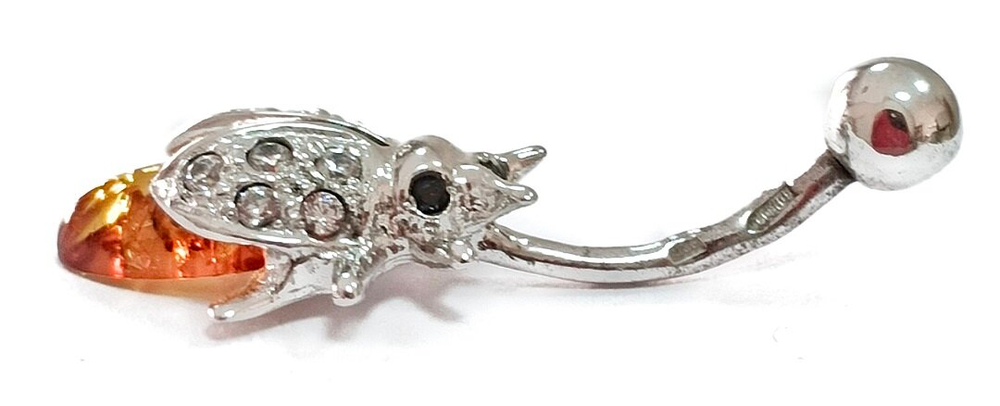 Ювелирный пирсинг из серебра с янтарем
