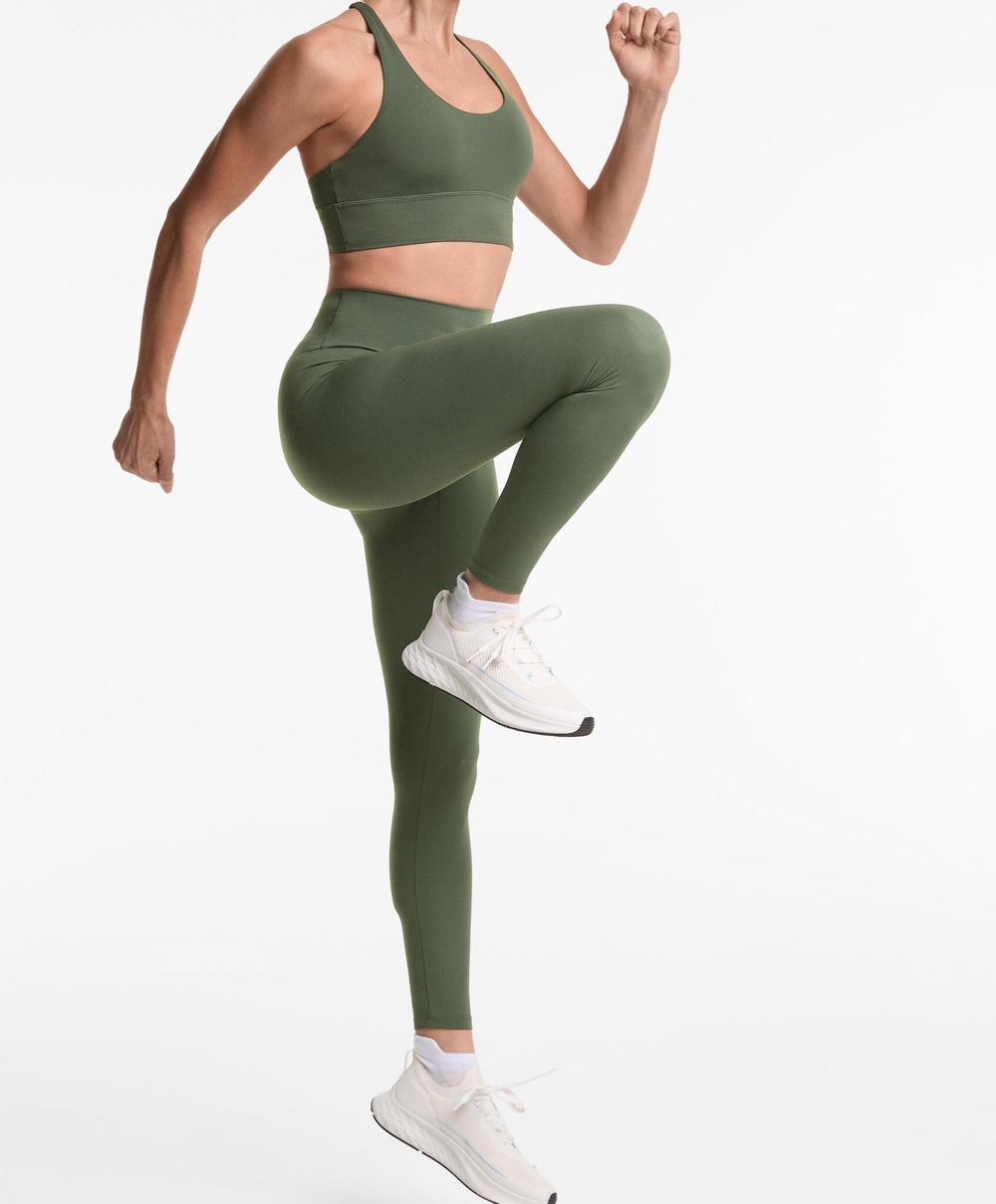 Oysho Спортивный бюстгальтер с бретелями на спине, хаки