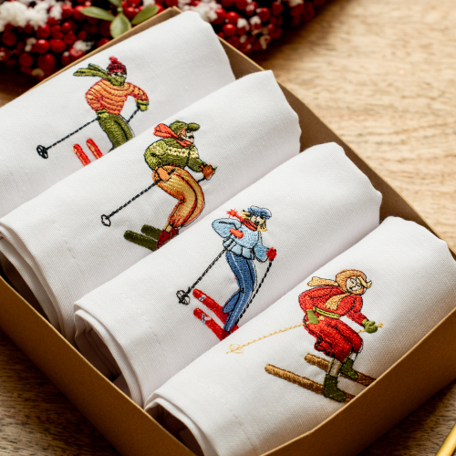 Комплект из четырех салфеток Ски, 37х37 см | белый