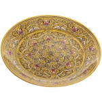 Чайный набор 9 предметов Qora galam (блюдо, чайник, пиала 6шт) Риштанская керамика