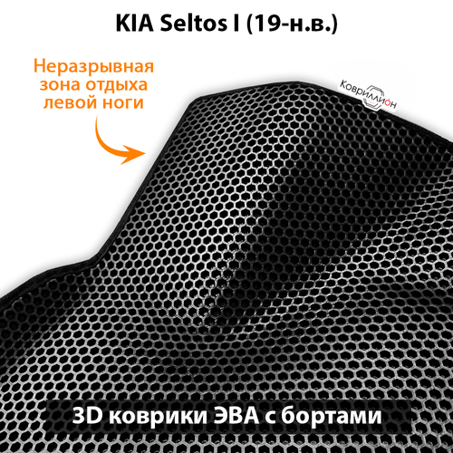 Передние автомобильные коврики ЭВА с бортами для KIA Seltos I (19-н.в.)
