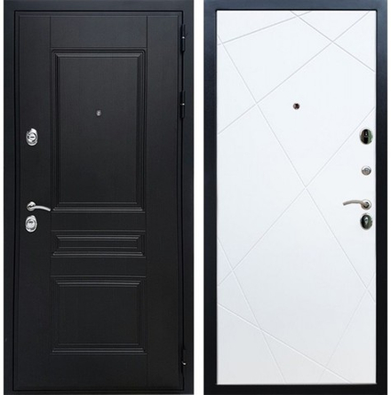 Входная металлическая белая дверь Премиум H ФЛ-243 Венге / ФЛ-291 Лучи Силк сноу(белый матовый)