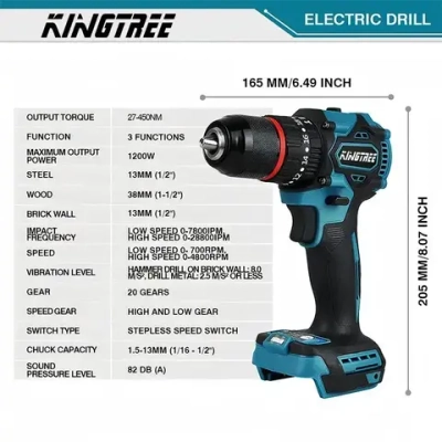 KingTree Шуруповерт, 18 В, 1 АКБ