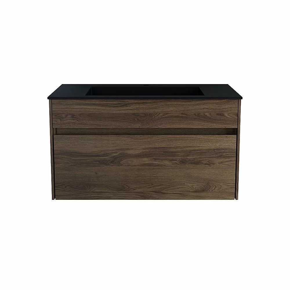 Тумба с раковиной Vincea Chiara 80 VMC-2C800CO/VCB-13800B тёмный дуб/раковина черная