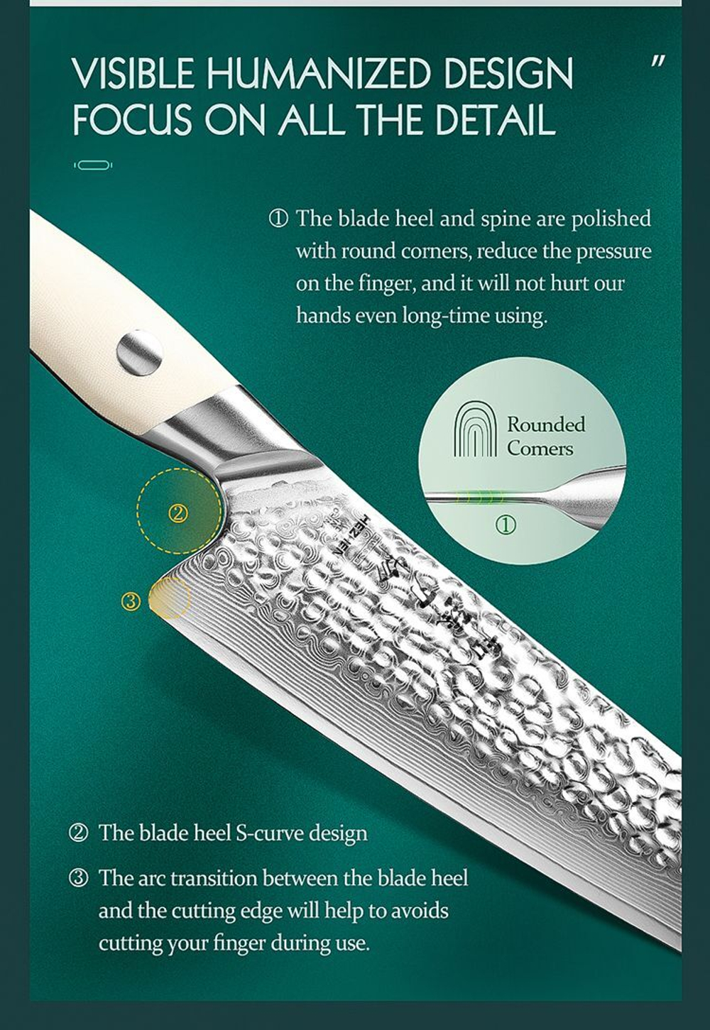 Кухонный нож Hezhen B38H Chef нож 8,5 дюйма клинок 67 Layers Damascus рукоять G10, длина лезвия 21,5 см