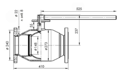 Кран шаровый Temper Ду150 Ру16 полнопроходной тип 293 фланцевый, ст. 20, L=410 мм