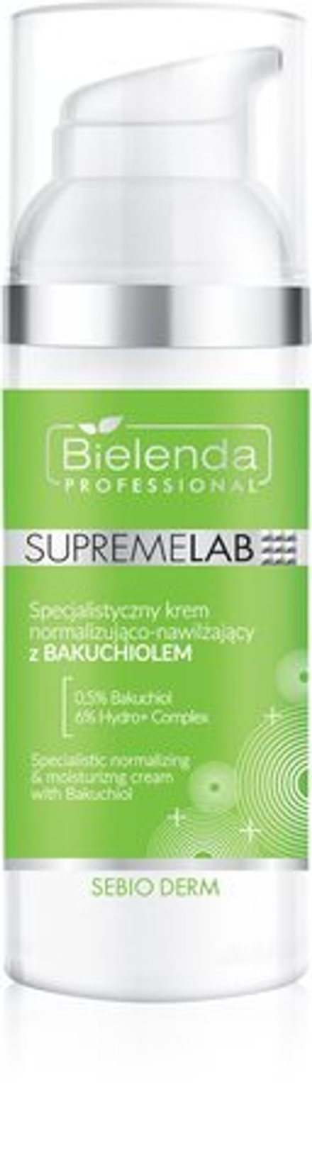 Bielenda Professional Supremelab Sebio Derm - специализированный нормализующий и увлажняющий крем /  0,5% Bakuchiol & 6% Hydro Complex 50  ml  / GTIN 5902169043551