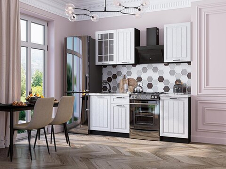 Прямая модульная кухня Прага-04 Белое дерево - Graphite 2140*1400*600