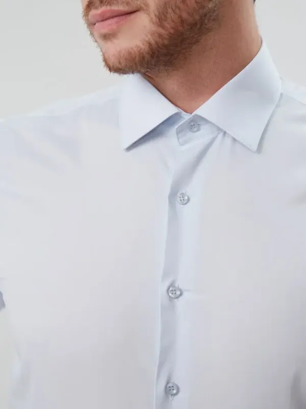 Рубашка приталенная SLIM FIT с длинным рукавом, светло-голубая