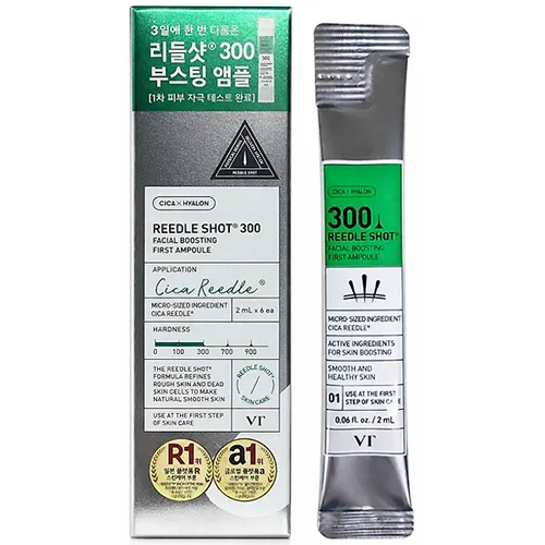 (Набор) Сыворотка-бустер с микроиглами в саше VT Cosmetics Reedle Shot 300 Facial Boosting First Ampoule, 2мл х 6шт