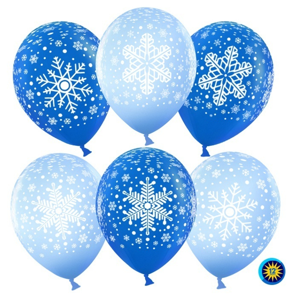 Воздушные шары Снежинки голубой, с гелием #711221-HL2