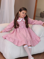 Платье из фланели с длинным рукавом «Сердечки», цвет розовый