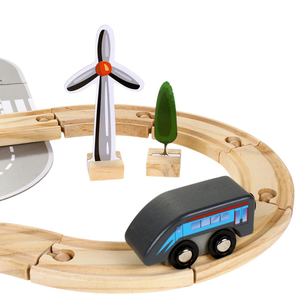 Развивающая игрушка Деревянная дорога 46 элементов, коробка C-41883