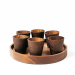 Набор деревянных стопок (рюмок) 6шт. на подносе для подачи напитков. R32