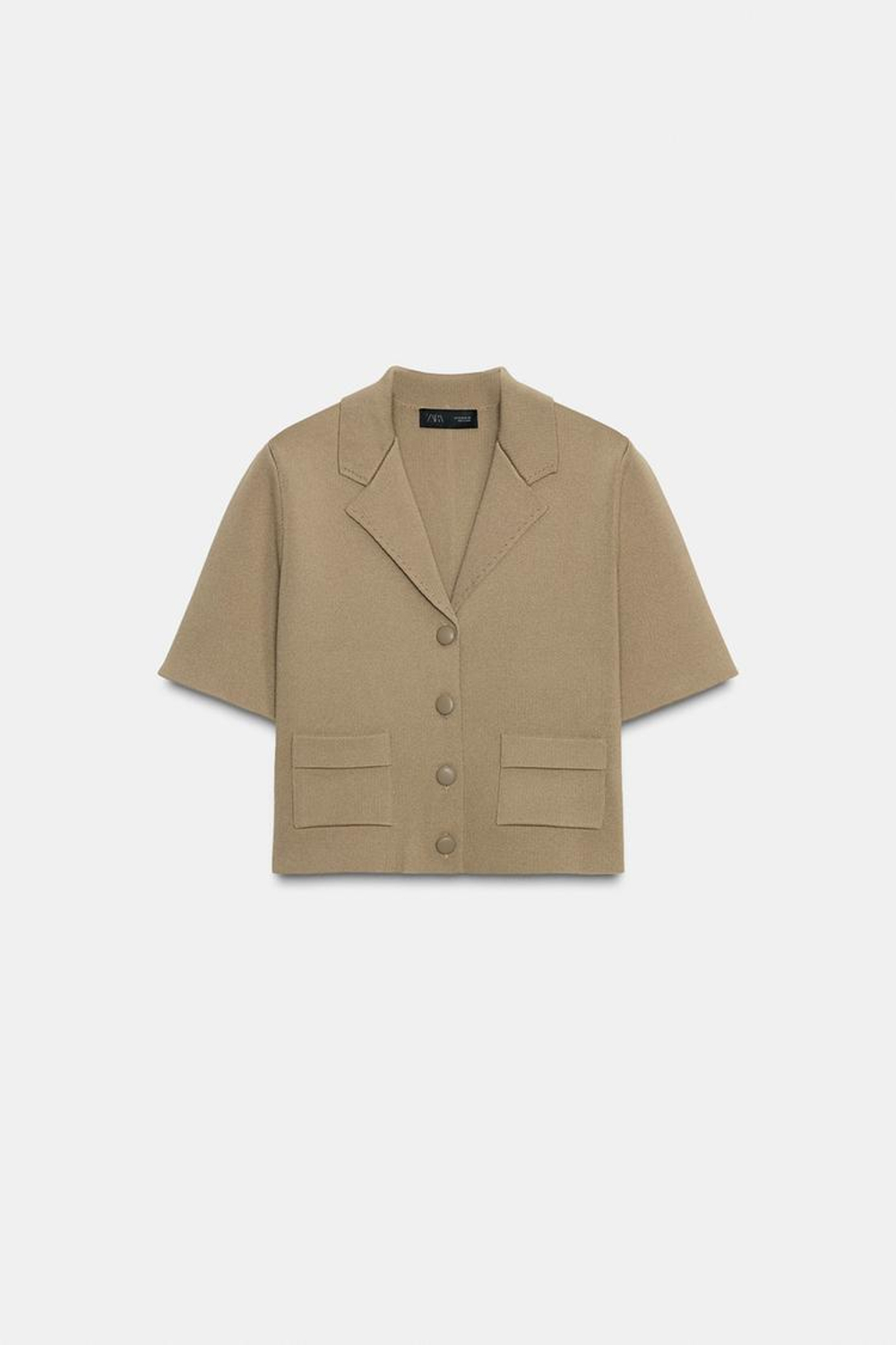 ZARА КАРДИГАН С КОРОТКИМИ РУКАВАМИ, СВЕТЛЫЙ ХАКИ